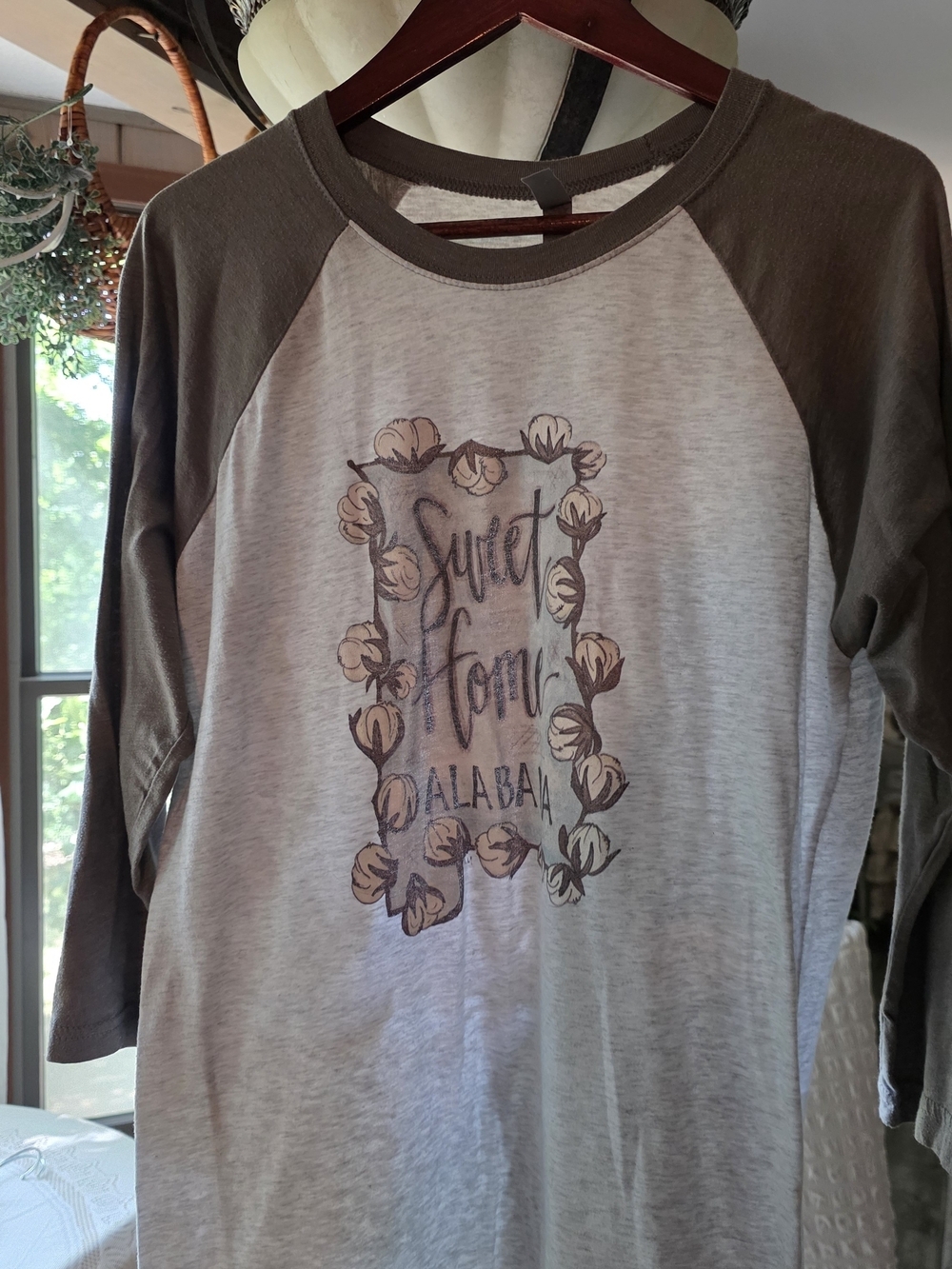 Next Level Apparel Two-Tone Raglan Tee - Olive & White
